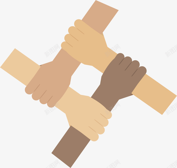 团结手牵手矢量图