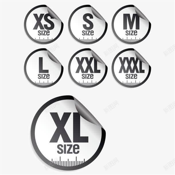 服装尺码贴纸png免抠素材_新图网 https://ixintu.com SIZE 卷角 尺寸 矢量贴纸 贴纸