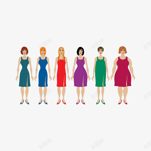 胖瘦美女对比png免抠素材_新图网 https://ixintu.com 对比 彩色 微笑 瘦子 站着 美丽 美女 肥胖对比 胖子