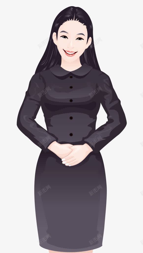 微笑的女人png免抠素材_新图网 https://ixintu.com 卡通女人 图案 客服人员 微笑 服务人员 服务员 矢量女人 跑腿服务 长头发