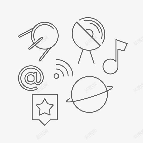 信号合集png免抠素材_新图网 https://ixintu.com 互联网 信号wifi 发射器 地球 外星球 星标 矢量ai 音乐
