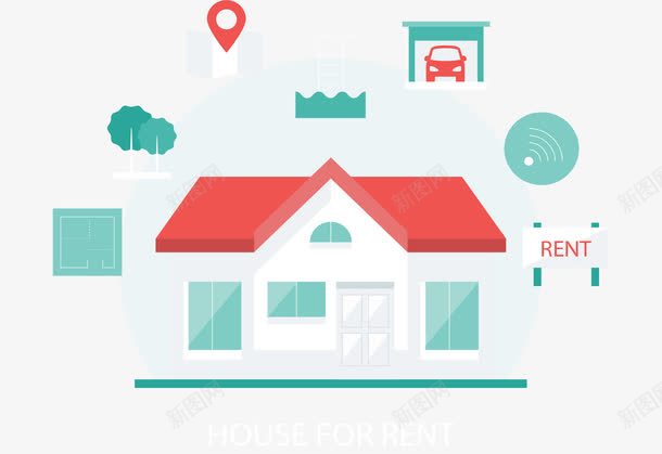 设备齐全的房屋租售png免抠素材_新图网 https://ixintu.com 中介 房屋中介 房屋租售 此房出售 此房出租 矢量png