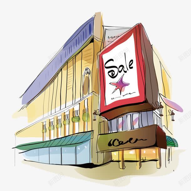商业街装饰手绘插画png免抠素材_新图网 https://ixintu.com 商业地产 商业街 手绘插画 海报 海报素材 购物 逛街