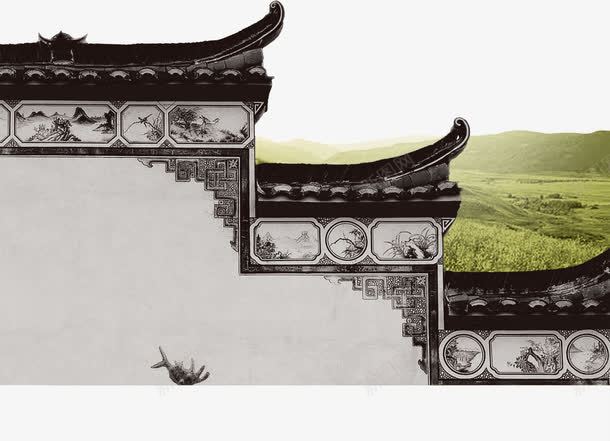 古典韵味古建筑徽派建筑png免抠素材_新图网 https://ixintu.com 中国风 古典韵味 古建筑 古风 古风青砖 徽派建筑 青山 青砖