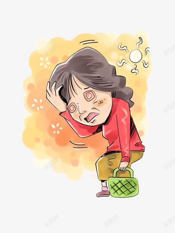 卡通人物中年妇女头晕元素png免抠素材_新图网 https://ixintu.com 不舒服 人物 免扣 免费下载 冒星星 卡通 卡通人物头晕 喝多了 头晕 头脑混乱 眼花 脑袋涨 走路不了