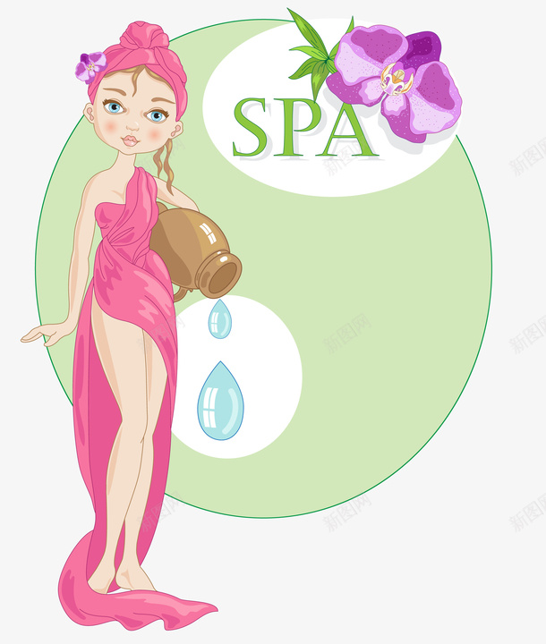 手绘做美容SPA的女人插画png免抠素材_新图网 https://ixintu.com SPA广告 SPa 兰花 女人 手绘 插画 水疗 泰国女人 穿浴巾的外国人 美容 花朵