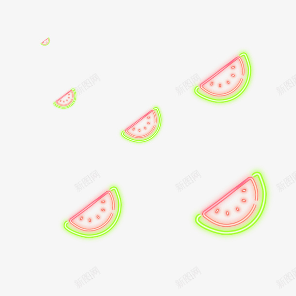 荧光西瓜png免抠素材_新图网 https://ixintu.com 粉色 绿色 荧光 西瓜 西瓜破
