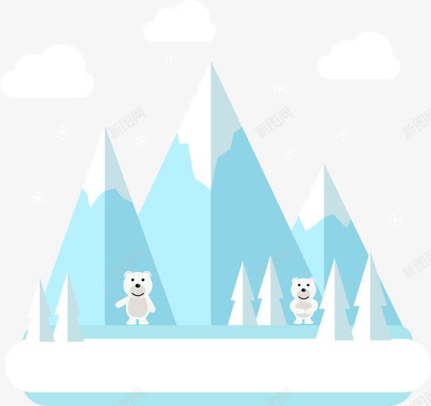 北极雪山冰川矢量图eps免抠素材_新图网 https://ixintu.com 北极冰川 北极熊 可爱 扁平化 矢量素材 矢量图