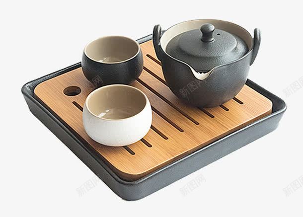 经典功夫茶茶具png免抠素材_新图网 https://ixintu.com 两只茶杯 成套茶具海报 沥水茶具 饮茶茶具 黑陶 黑陶工艺