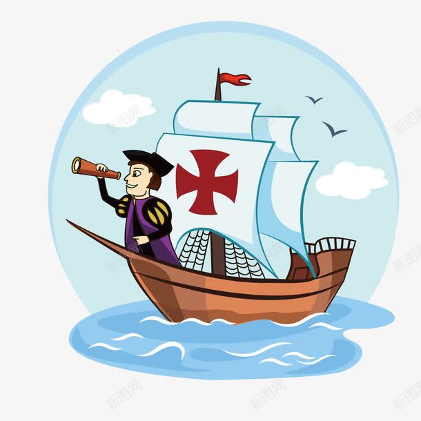 船只上的哥伦布png免抠素材_新图网 https://ixintu.com 人物 哥伦布 望远镜 航海