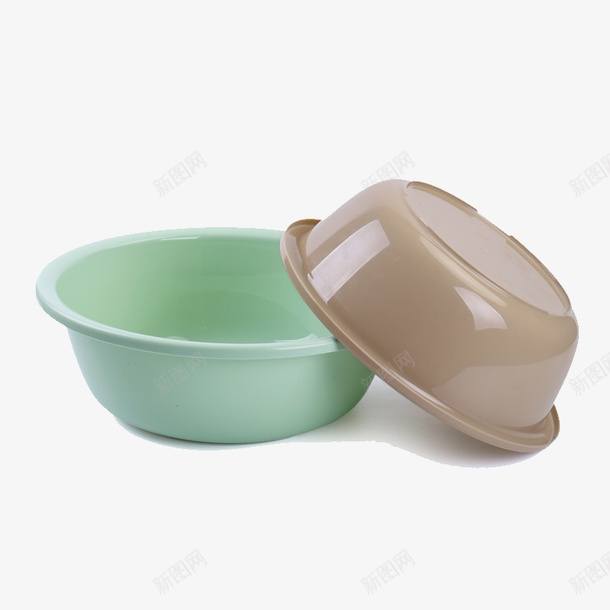 两个脸盆png免抠素材_新图网 https://ixintu.com 产品实物 圆形 塑料 淡绿色 灰色