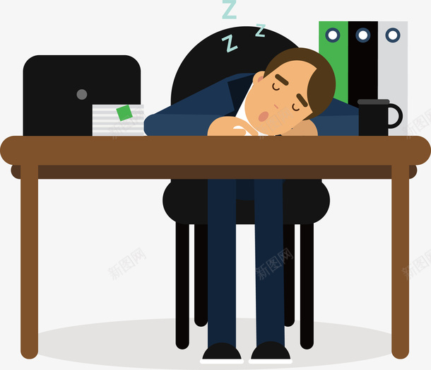 趴在办公桌上睡觉的男士矢量图eps免抠素材_新图网 https://ixintu.com 公文包 办公桌下载 工作环境 熬夜 熬夜PNG 熬夜不脱发 熬夜工作 睡觉男士 矢量办公室 矢量图