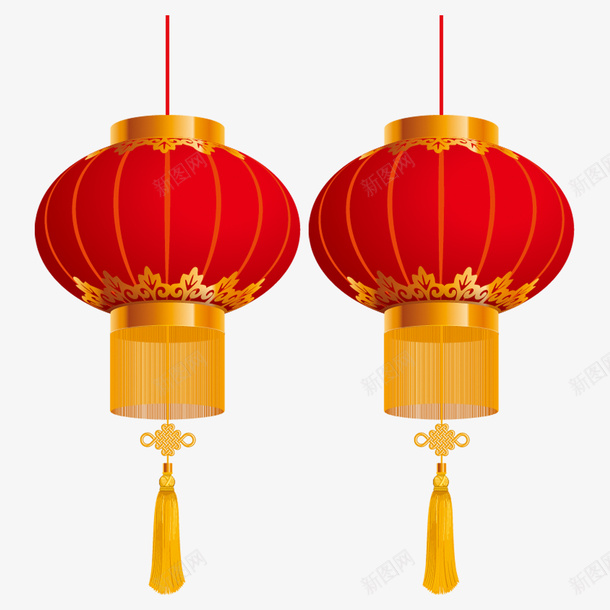中国新年灯笼红色psd免抠素材_新图网 https://ixintu.com 新年 灯笼 素材 红的