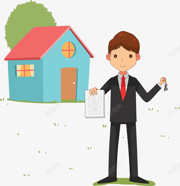 商务风房产中介职员png免抠素材_新图网 https://ixintu.com 中介 中介职员 商务风 房子中介 矢量png 穿西装的人