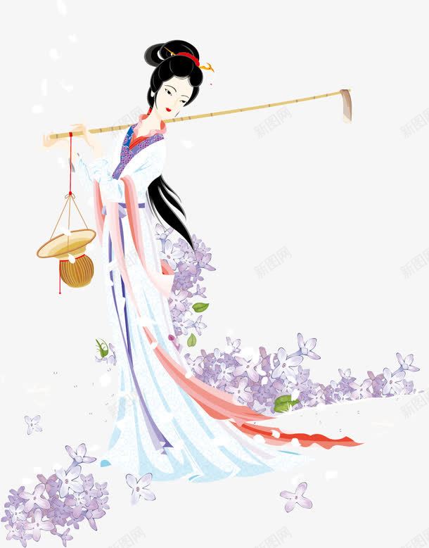 黛玉葬花png免抠素材_新图网 https://ixintu.com 人物 古典人物修饰 名著 红楼梦人物 黛玉葬花