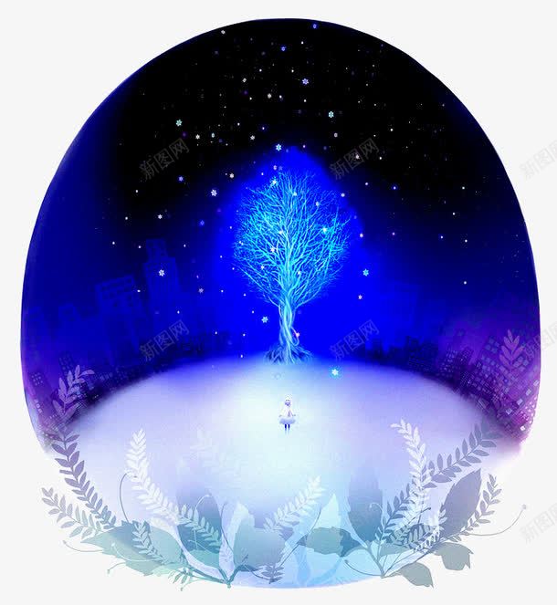 卡通手绘星空png免抠素材_新图网 https://ixintu.com 叶子 唯美 彩蛋 手绘星空 星光 梦幻 植物 漫画