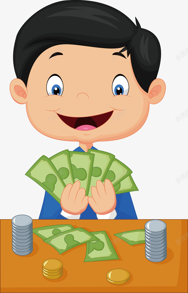 发工资的员工人物矢量图ai免抠素材_新图网 https://ixintu.com 发工资人物 工资 开心 开心快乐 微笑 数钱 矢量图