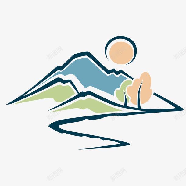 山川河流远景山峰矢量图ai免抠素材_新图网 https://ixintu.com 山峰 山峰矢量 山川 山川河流 河流 矢量图 远景