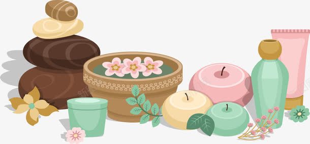 spa用品png免抠素材_新图网 https://ixintu.com spa spa海报 卵石 彩色 护肤品 毛巾 水彩画 水疗 磁石 美容养颜 花卉 蜡烛 鹅卵石