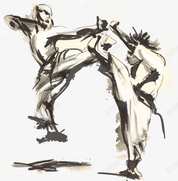 武术格斗png免抠素材_新图网 https://ixintu.com 体育运动 功夫 搏击 格斗 武术人物绘画 武术插图 武术插画 武术格斗 水墨画