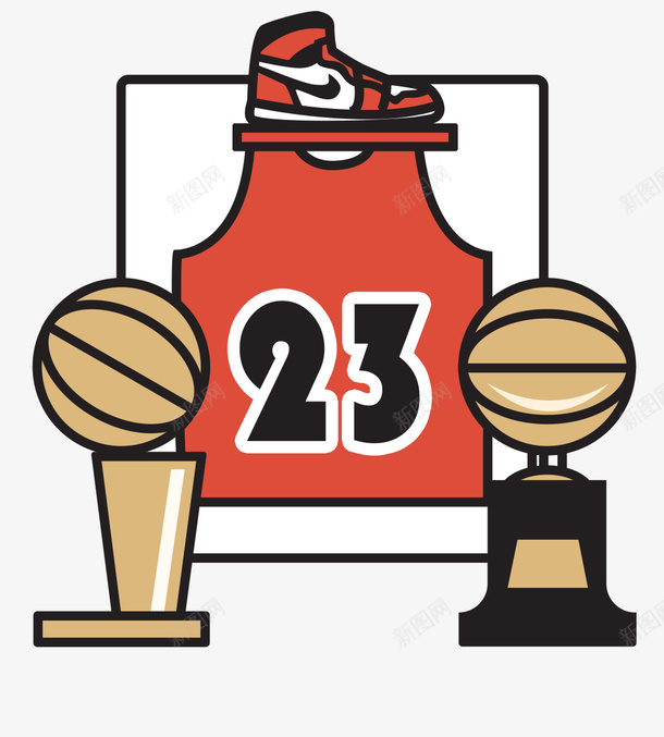 com 23号 nba 可爱 图标插图 总冠军奖杯 球衣 球鞋 球鞋海报 篮球