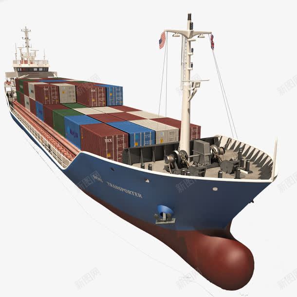深红色海运船png免抠素材_新图网 https://ixintu.com 大型蓝红色海运船 海上运送 海运船 深红色海运船 蓝红色海运船 货物 运送货物