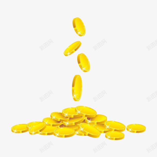 洒落的金币png免抠素材_新图网 https://ixintu.com 卡通 手绘 金币