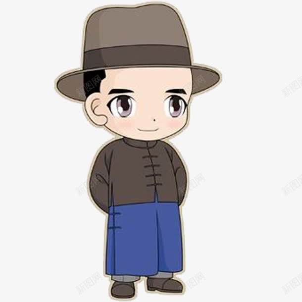 穿民国马褂的背景卡通人物png免抠素材_新图网 https://ixintu.com 北京印象 北京插画 卡通 手绘