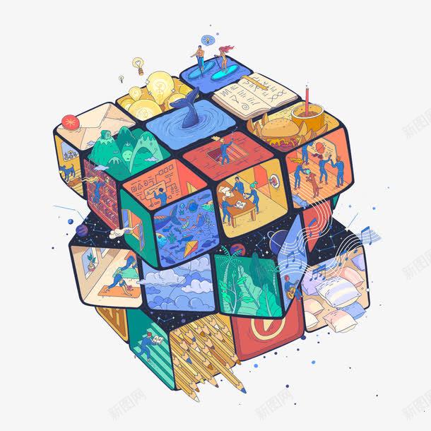 创意魔方图案png免抠素材_新图网 https://ixintu.com 创意图案 彩绘图案 魔方