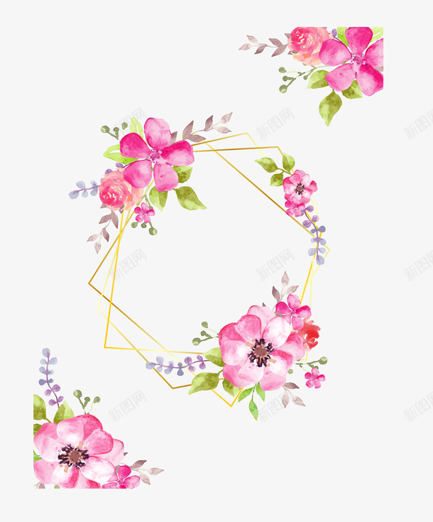 浪漫粉色花藤边框矢量图ai免抠素材_新图网 https://ixintu.com 婚礼请帖 浪漫花藤 矢量png 粉红色 粉色花藤 邀请函 矢量图