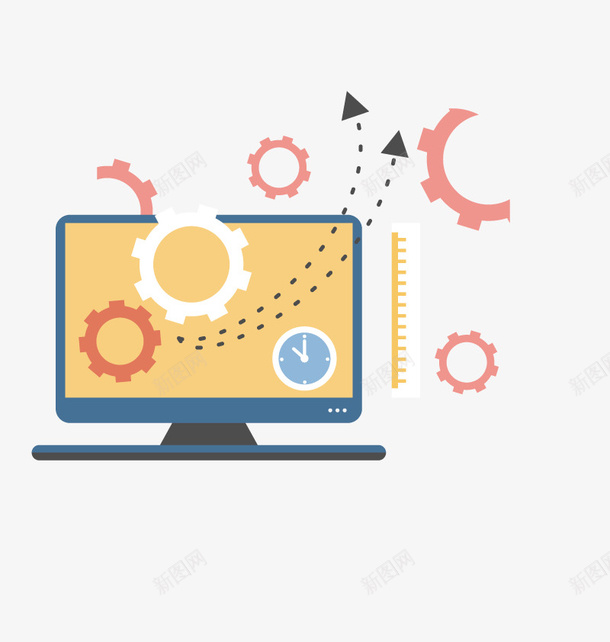 电脑运作矢量图ai免抠素材_新图网 https://ixintu.com 高清 齿轮运作 矢量图