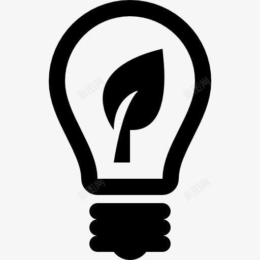生态灯泡与叶中图标png_新图网 https://ixintu.com 接口 灯 灯泡 生态 符号 观念