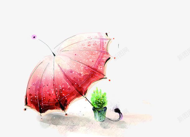 手绘红色雨伞本本png免抠素材_新图网 https://ixintu.com 本本 红色 设计 雨伞