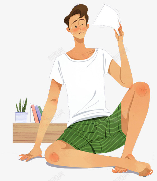 手绘装饰插图夏至炎热的夏天png免抠素材_新图网 https://ixintu.com 夏天 夏至 手绘 插画 擦汗 炎热 男孩 装饰插图
