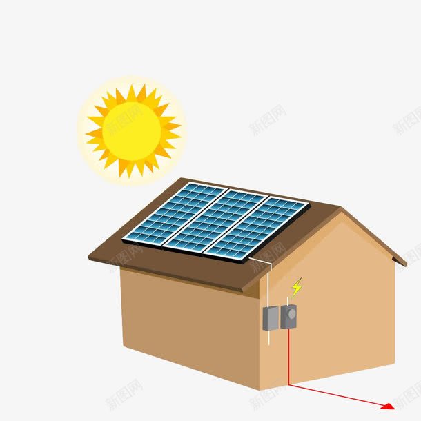 房顶上的太阳能光伏发电板png免抠素材_新图网 https://ixintu.com 光伏 光伏发电 发电板 太阳 太阳能 房顶 自色能源