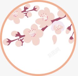 樱花卡片圆形可爱标签高清图片