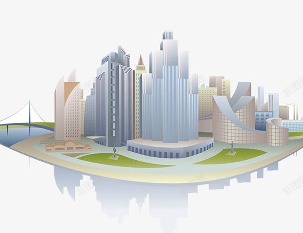 现代商务都市png免抠素材_新图网 https://ixintu.com CBD大楼 公司大楼 写字楼 城市 金融
