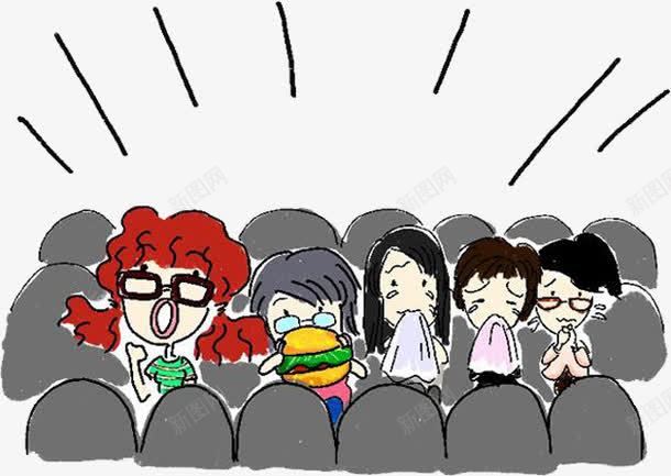 看电影的卡通观众png免抠素材_新图网 https://ixintu.com 卡通看电影 卡通观众 电影色调 看电影 观众