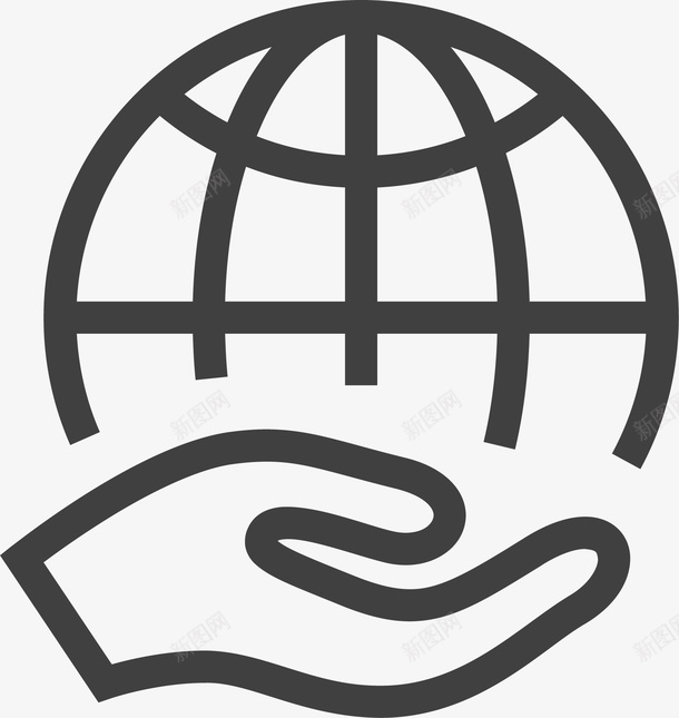 黑色卡通地球保护地球图标png_新图网 https://ixintu.com 世界环境日 图标PNG 手捧地球 托举地球 插画风
