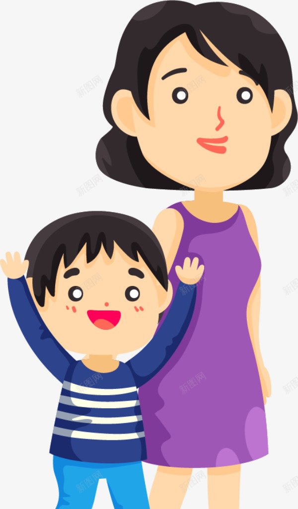 母亲节带着孩子的妈妈png免抠素材_新图网 https://ixintu.com 举手欢呼 可爱妈妈 带着孩子的妈妈 开心 母亲节 母爱