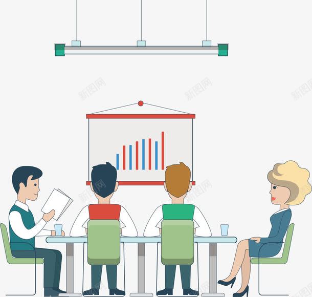 办公会议场景png免抠素材_新图网 https://ixintu.com 会议 公司环境 办公 办公室 开会 讨论 走势图