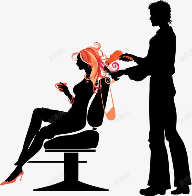 潮流美发人物剪影png免抠素材_新图网 https://ixintu.com 人物剪影 发 发型师 吹发 头发 潮流 矢量素材
