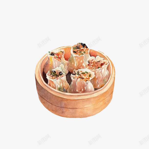 卡通手绘皮薄馅多烧卖png免抠素材_新图网 https://ixintu.com 一屉烧卖 彩绘烧卖 早茶点心 皮薄馅多