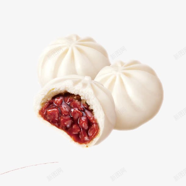 包子png免抠素材_新图网 https://ixintu.com 早餐 白色 红豆包 豆沙包 面点