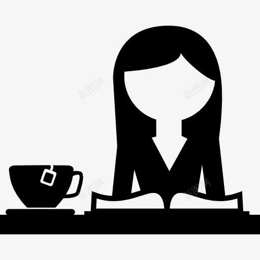 老师读一本书喝着茶图标png_新图网 https://ixintu.com 书 女人 女性 教师 教育 教育家 茶 阅读 饮酒