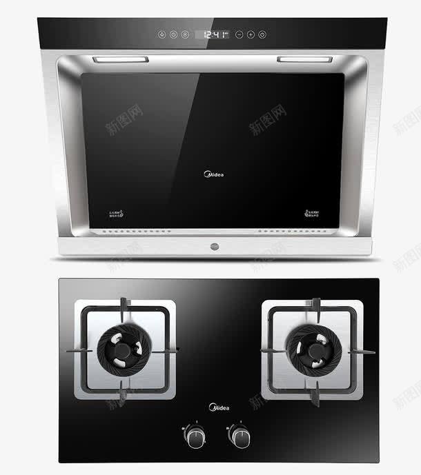 美的灶台套装png免抠素材_新图网 https://ixintu.com 套装 抽油烟机 油烟机 灶台 电器 美的 黑