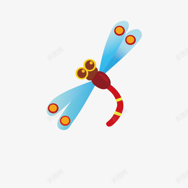 卡通蜻蜓矢量图ai免抠素材_新图网 https://ixintu.com 昆虫 翅膀 飞翔 矢量图