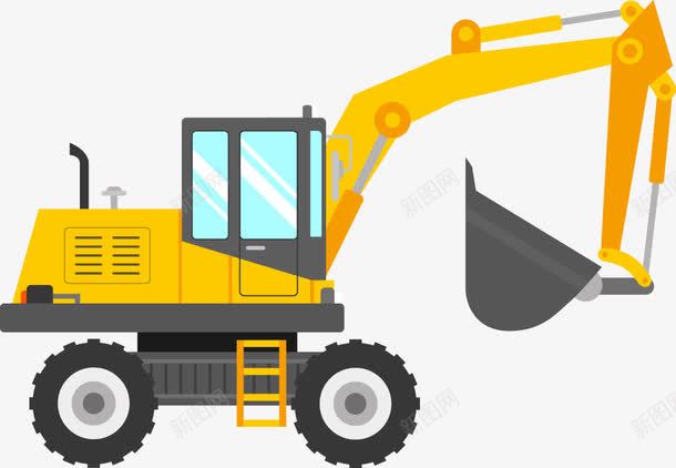 挖掘机矢量图ai免抠素材_新图网 https://ixintu.com 工程车 建筑 挖掘机 施工 矢量图