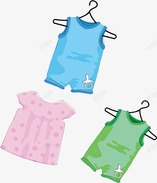 卡通儿童服装连体裤png免抠素材_新图网 https://ixintu.com 儿童 卡通 女童 婴儿 服装 男童 背心式 连体裤