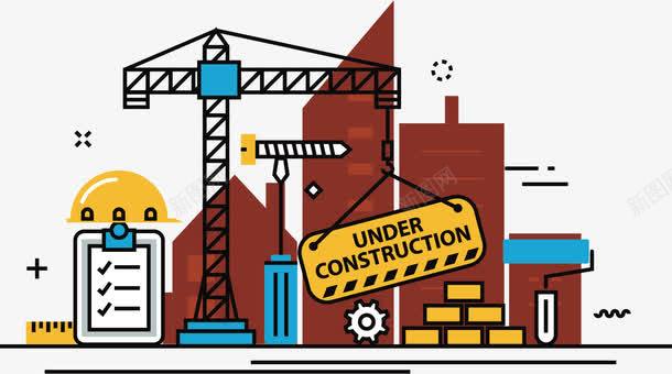 扁平化矢量图图标ai_新图网 https://ixintu.com 创意设计 塔吊 工地 工地塔吊 建筑工地 建筑工程 扁平化 施工现场 楼房建筑 矢量图 线性图标